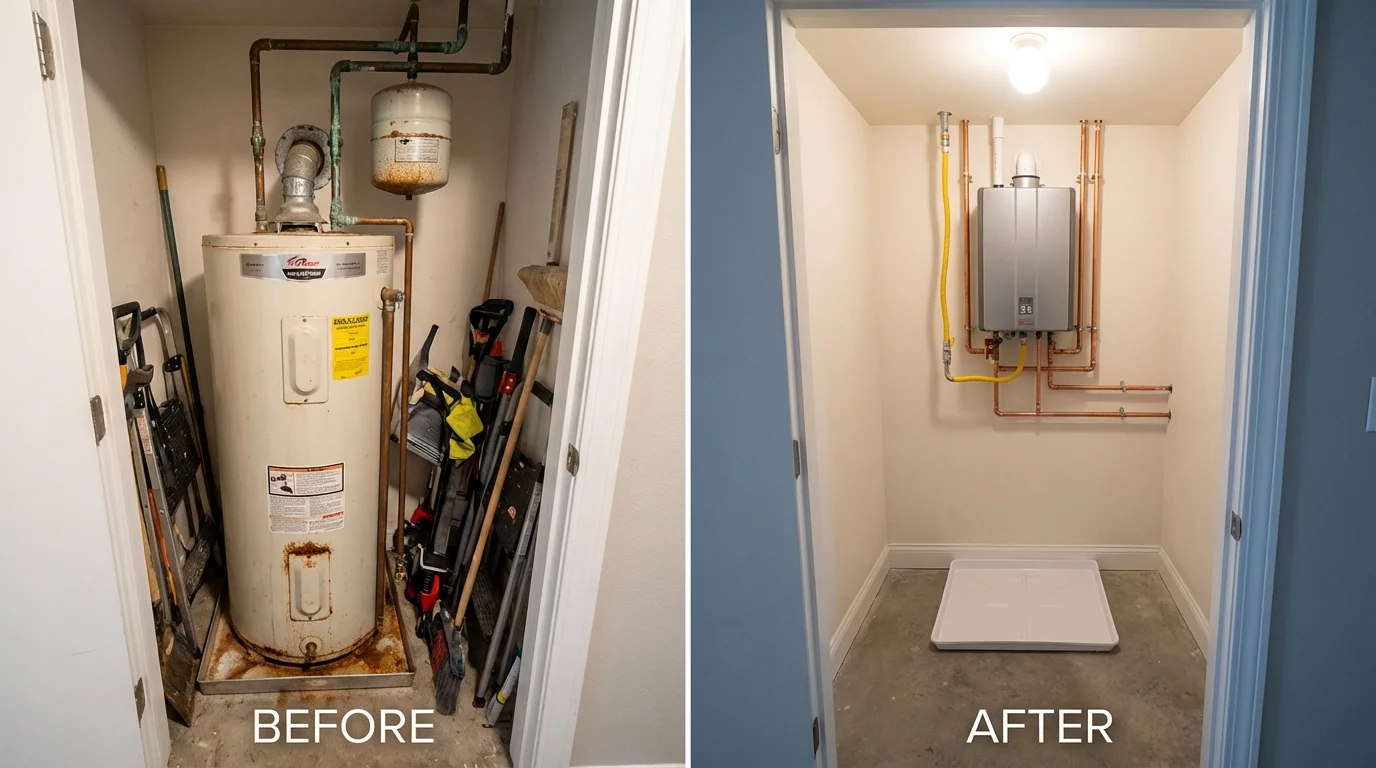 Tank water heater versus wall-mounted tankless unit comparison for Mound Bayou, MS homeowners